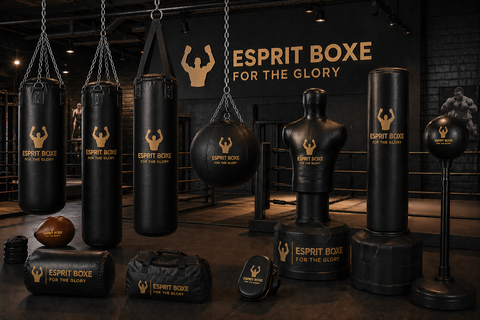 Présentation des différent types de sacs de frappe disponibles chez Esprit Boxe en 2026