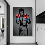 Tableau Mohamed Ali (néon) - affiché sur mur cuisine