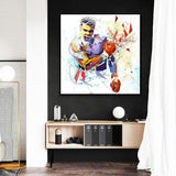 Tableau boxe Mohamed Ali (Abstrait) - accroché au dessus de la bibliothèque