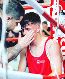 Combinaison de boxe amateur portée par Boxing Club Fribourg