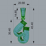 Gants de boxe en Or (pendentif) - Dimensions