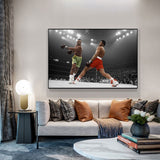 Tableau Mohamed Ali vs Joe Frazier, peinture en couleur