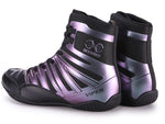 Chaussures de boxe anglaise semi montante en violet, vue arrière