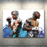 Tableau Mayweather vs McGregor, tableau artistique sur fond blanc