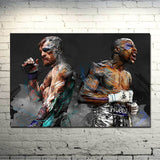 Tableau Mayweather vs McGregor, tableau artistique sur fond noir