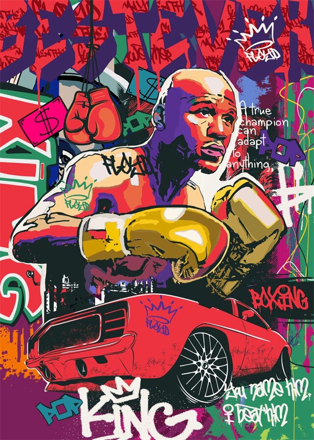 Poster Floyd Mayweather – Impression Sur Toile, Art Mural Sportif Moderne, Couleurs Vives, Neuf