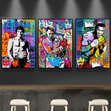 Tableau Street Art Mohamed Ali, Tyson et Rocky