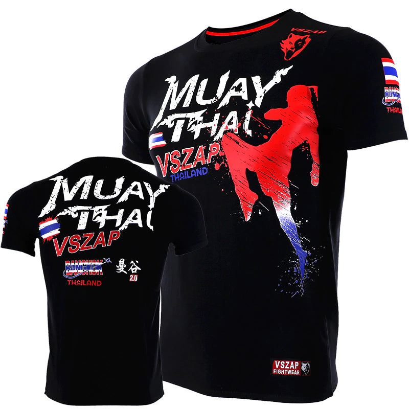 VSZAP Vêtements De Sport T Shirt De Boxe T Shirt Homme Respirant Short En  Coton Lutte Muay Thai Thai Boxing Short Kickboxing Du 27,8 €