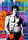 Tableau Street Art Rocky Balboa, toile coton et lin