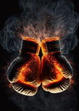 Tableau gant de boxe feu peint sur toile coton