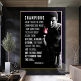 Tableau citation Mohamed Ali, tableau en noir et blanc