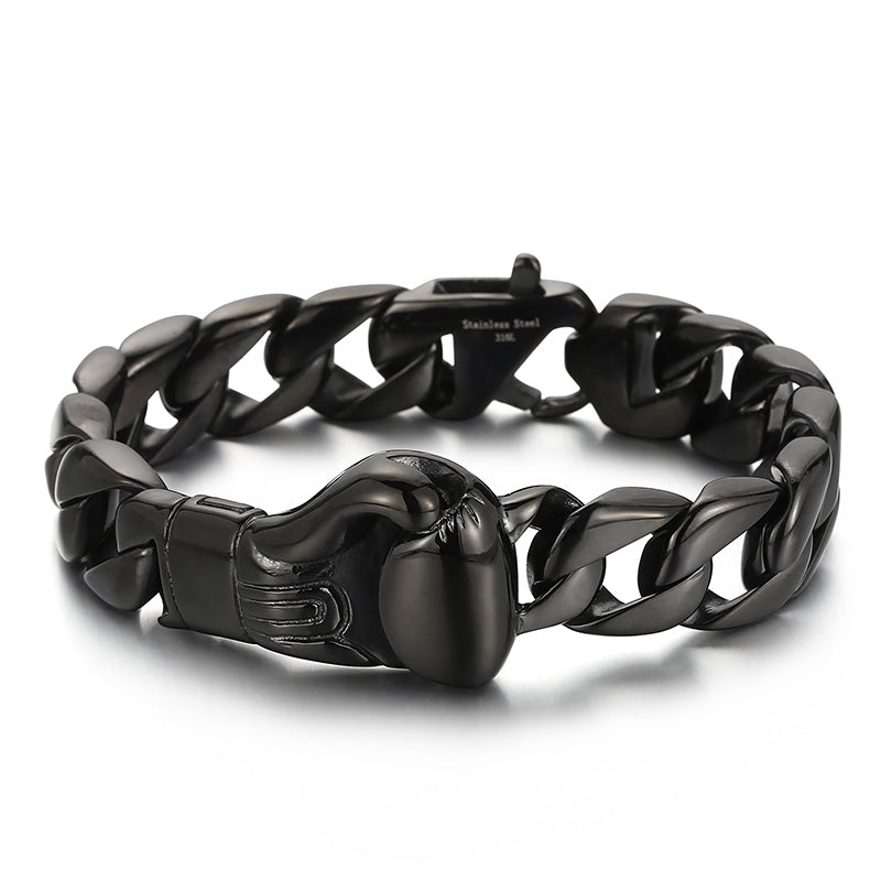 Bracelet gant de boxe métal noir 