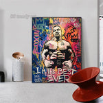 Tableau boxe Mike Tyson 2023, peinture graffiti, artistique, affichée sur mur chambre