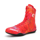 Chaussures de boxe anglaise mi haute (rouge), vue 3D