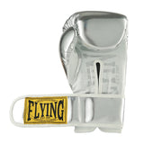 Gants de boxe argent vue de face avec bande velcro