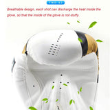 Gants de boxe or, trous d'aération permettant la bonne évacuation de la transpiration