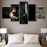 Tableau boxe (5 pièces) Kung fu affiché dans chambre