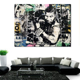 tableau boxe Mike Tyson (l'artiste) affiché dans grand salon