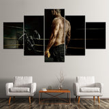 Tableau boxe (5 pièces) Fight Spirit d'un combattant affrontant la faucheuse, affiché sur le mur d'un cabinet