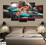 Tableau boxe 5 pièces d'une boxeuse manga sexy