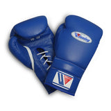 Gants de boxe Winning bleu, cuir, à lacets