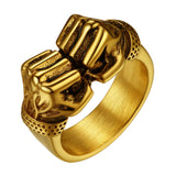 Bague double poings, couleur or