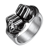 Bague double poings, couleur argent