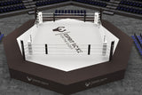 Cage MMA hybride convertie en ring de boxe avec cordes et coins