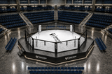 Cage MMA hybride et ring de boxe Esprit Boxe au centre d'une arène