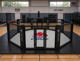 Cage MMA au sol officiel FMMAF dans un gymnase