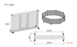 Cage MMA pliable de 7m : schéma et dimensions des panneaux repilés