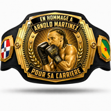 Ceinture personnalisée en hommage à la carrière d'un boxeur
