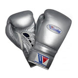 Gants de boxe Winning silver, cuir, à lacets