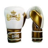Gants de boxe King blanc et or, cuir PU