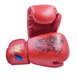 Gants de boxe Loup rouge, motif loup, cuir PU