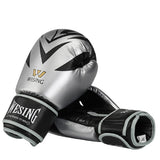 Gants de boxe de compétition argent métallisé, cuir PU
