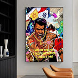 Tableau Street Art Ali affiché dans salon