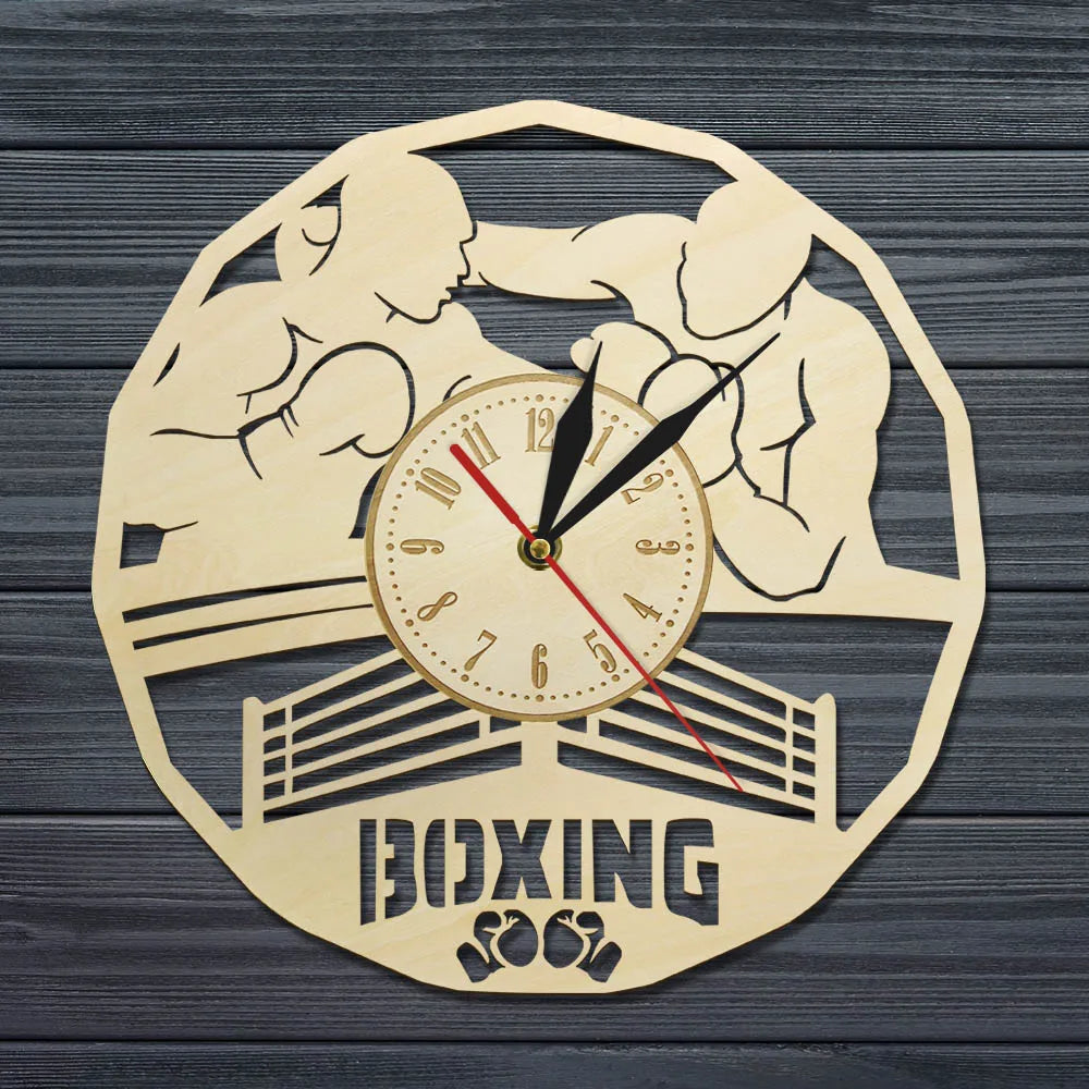 Horloge Boxing (bois) | Esprit-boxe.com & Esprit-Boxe.com