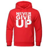 Sweat boxe Never Give Up (rouge et blanc)