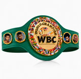 Ceinture WBC personnalisée avec les photos de Mohamed Ali, Mike Tyson, Hagler et Hearns