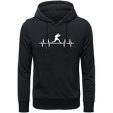 Sweat à capuche de boxe noir et blanc, tracé d'électrocardiogramme et silhouette de boxeur en garde