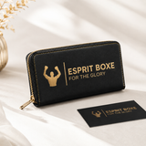 Grand portefeuille boxe zippé noir à logo Esprit Boxe doré