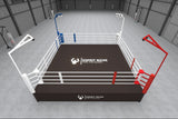 Ring de boxe de compétition avec candélabres LED aux quatre coins
