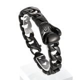 Bracelet gant de boxe acier noir, vue d'ensemble