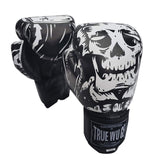 Gants de boxe Tête de Mort blanc, crâne blanc sur fond noir