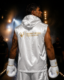 Veste d'entrée de ring Esprit Boxe. Couleur blanc. Face arrière.