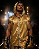 Veste d'entrée de ring Esprit Boxe. Couleur doré. Face avant.