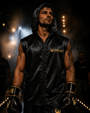 Veste d'entrée de ring Esprit Boxe. Couleur noir. Face avant.