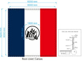 Bâche de ring tricolore avec logo noir pour le Ring Senonais