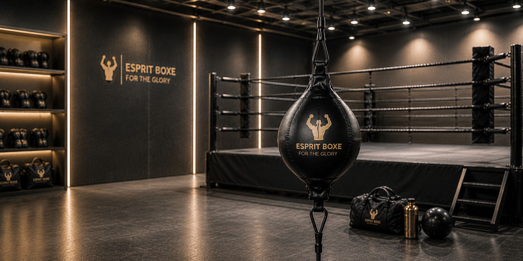 Bannière de la collection : ballons double élastique de boxe Esprit Boxe, modèles rond, ovale et à ventouses